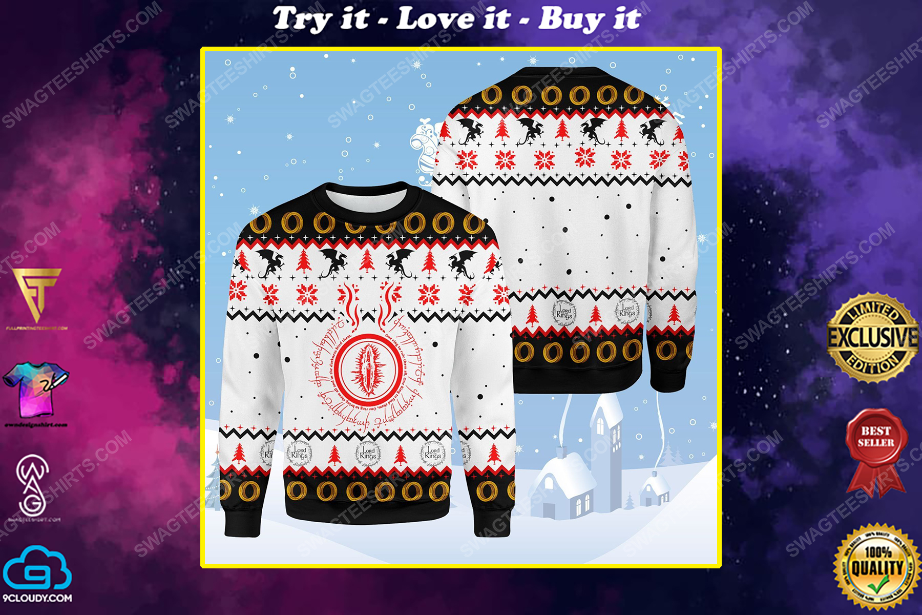 The lord of the rings one ring ugly christmas sweater