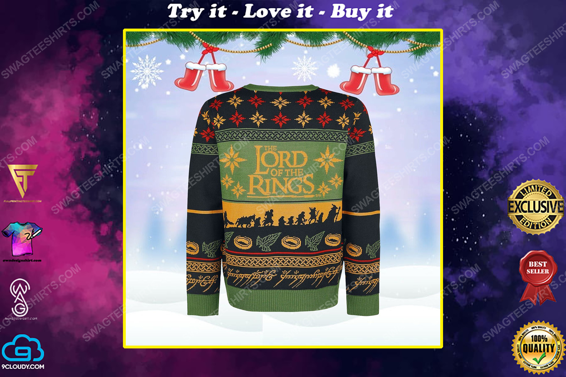 The lord of the rings series ugly christmas sweater 1