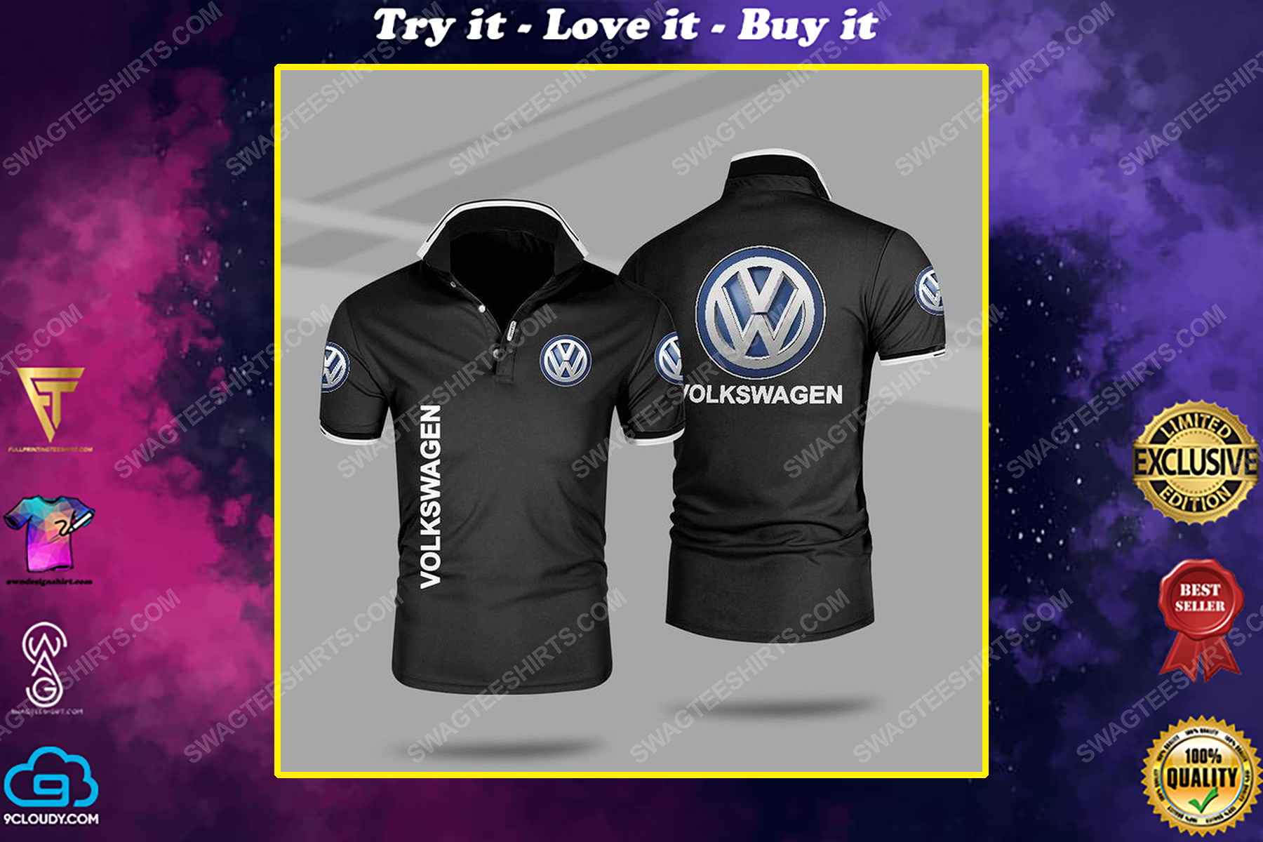 The volkswagen car symbol all over print polo shirt