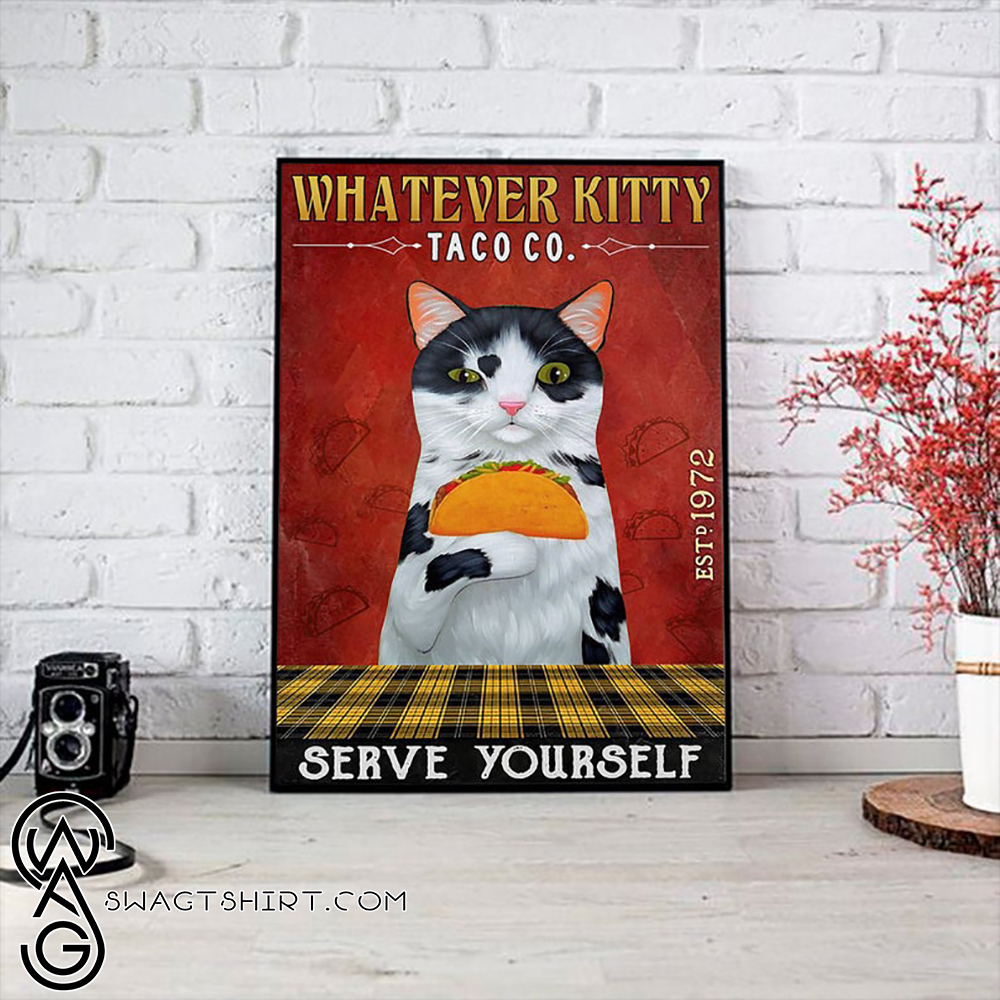 Whatever kitty serve yourself taco co vintage poster