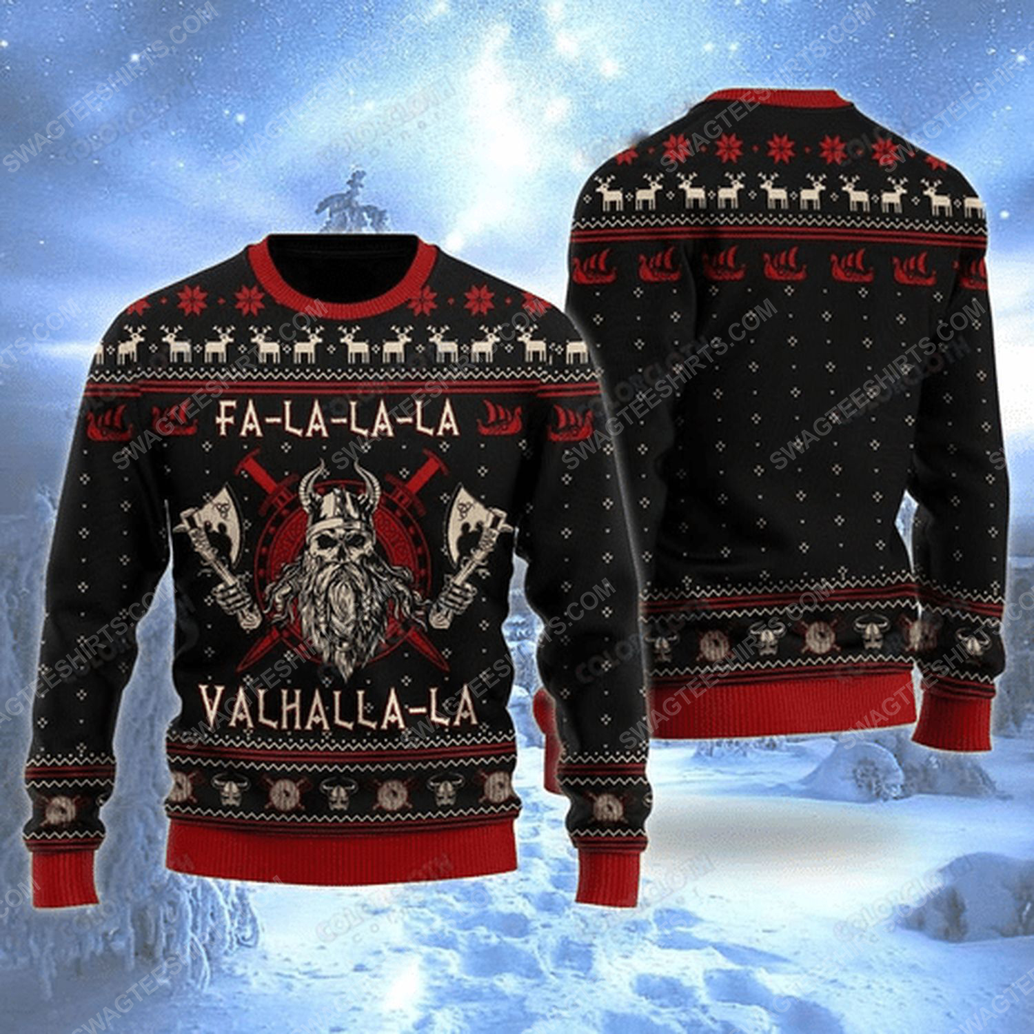 Viking fa-la-la-la valhalla ugly christmas sweater