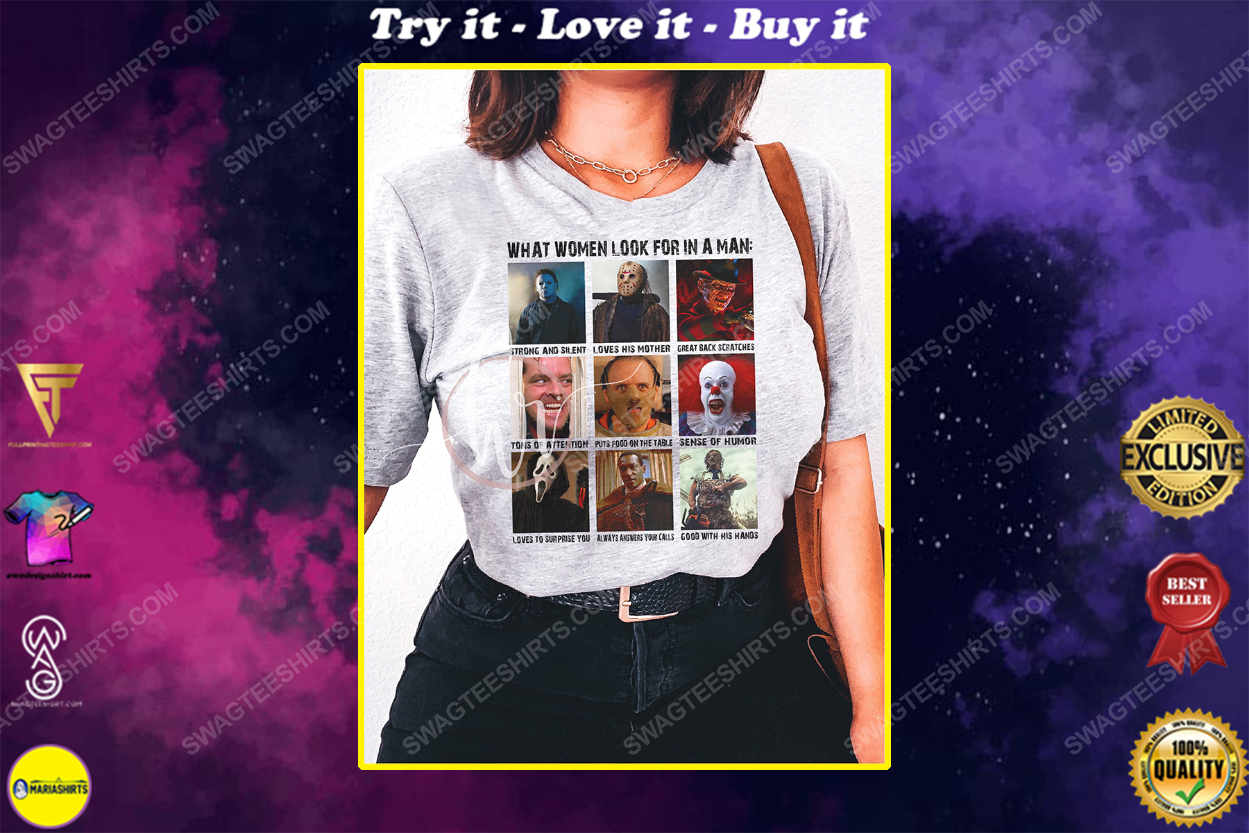 What women look for in a man horror movie characters shirt