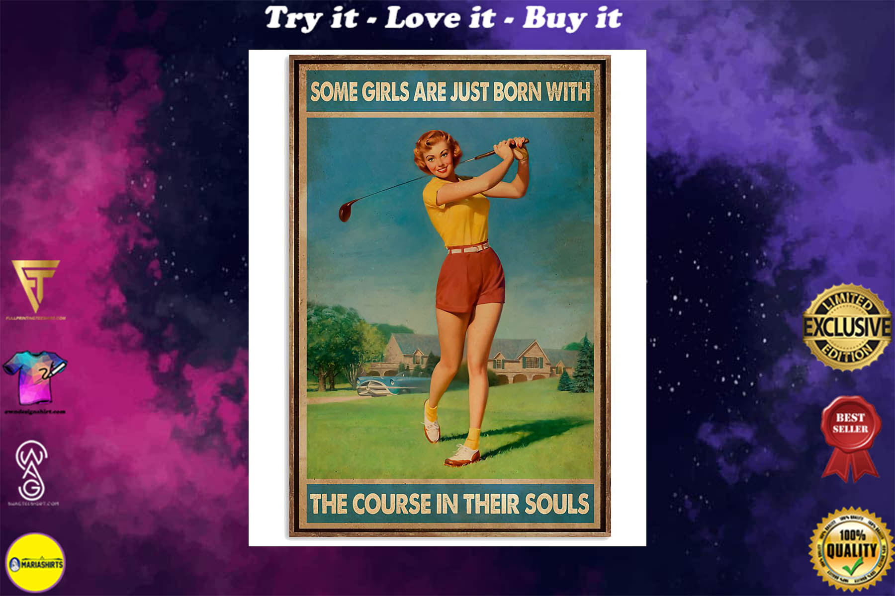 [highest selling price] golf some girls are just born with the course in their souls poster
