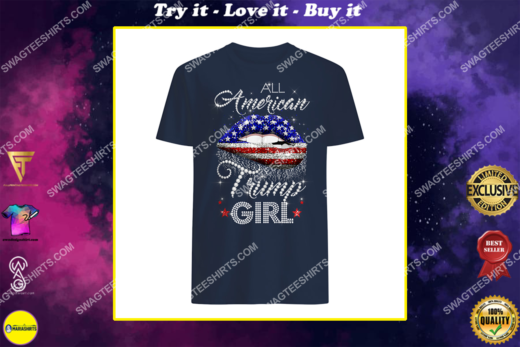 all american trump girl 4th of july lips usa flag patriotic shirt