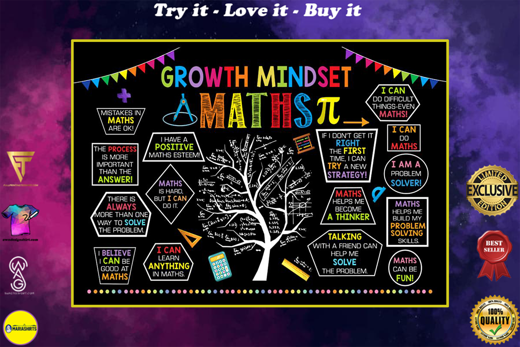 back to school growth mindset maths poster