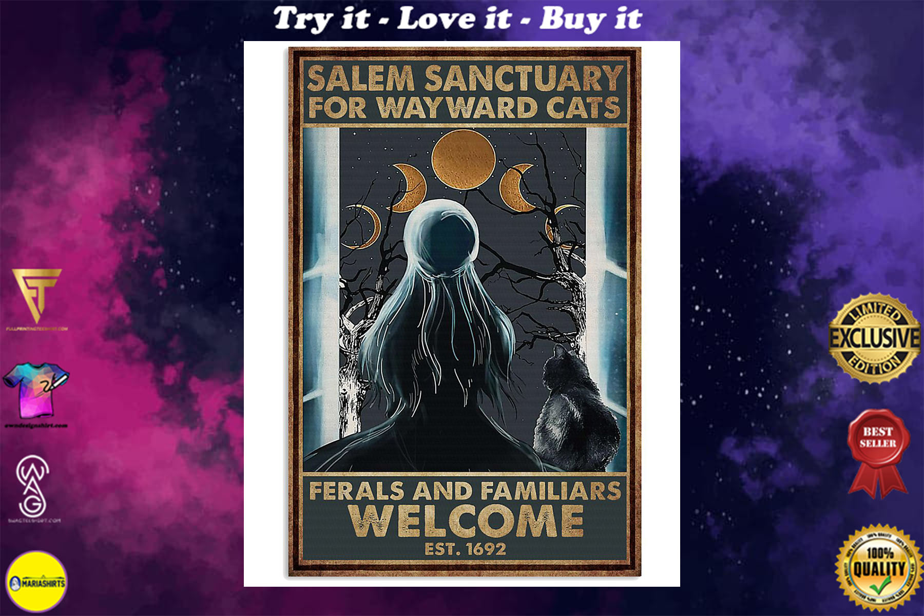 halloween girl and black cat salem sanctuary for wayward cats ferals and familiars welcome retro poster