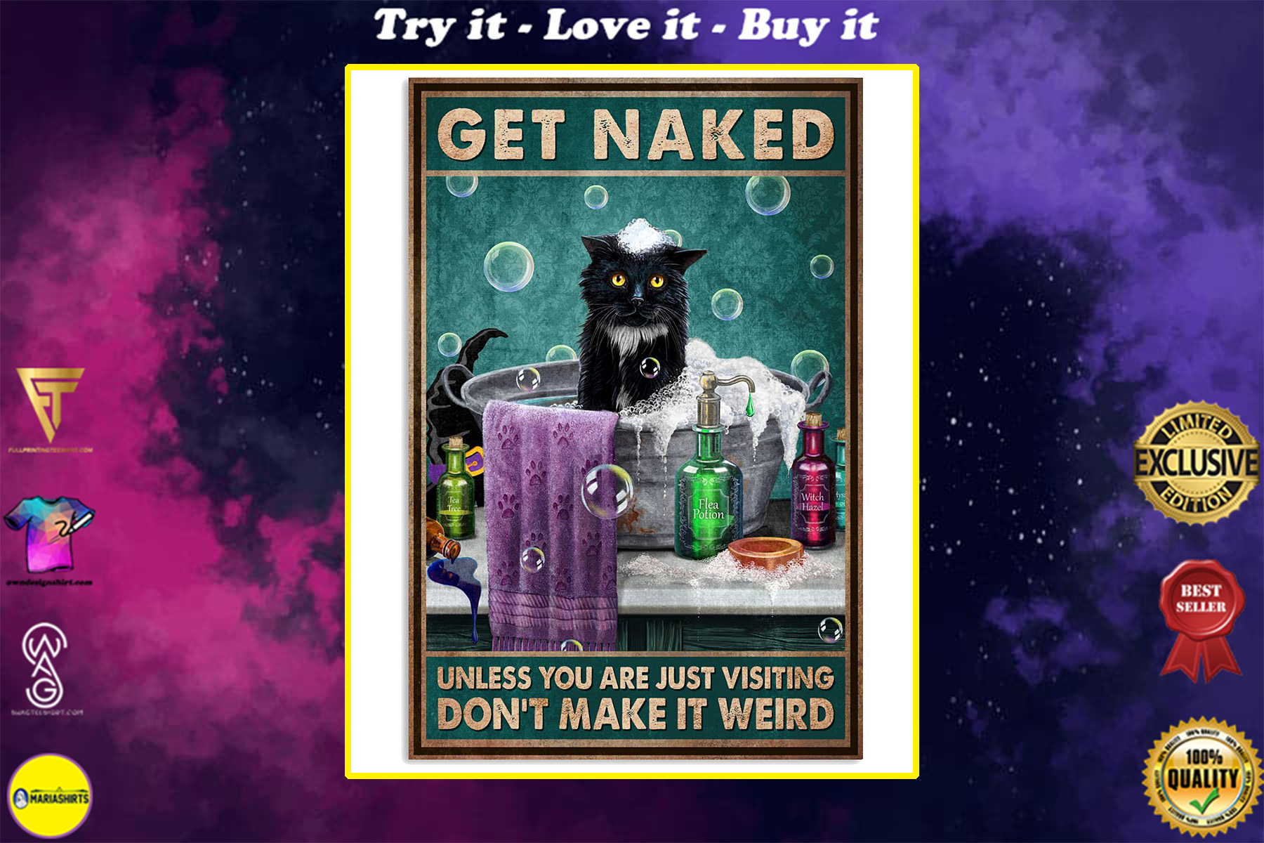 cat get naked unless you are just visting vintage poster