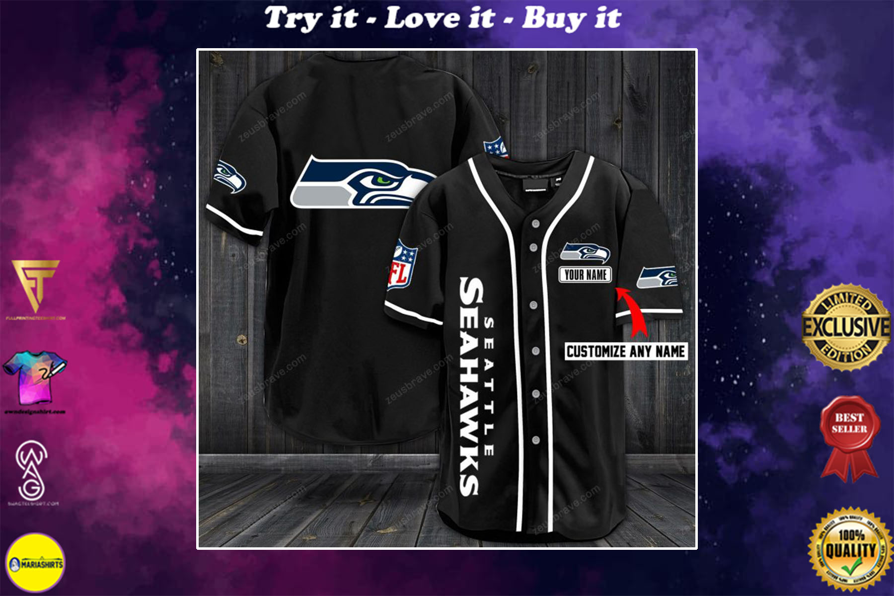 custom name jersey seattle seahawks shirt
