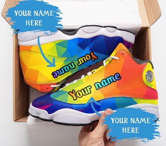 custom name lgbt color pattern all over printed air jordan 13 sneakers 1