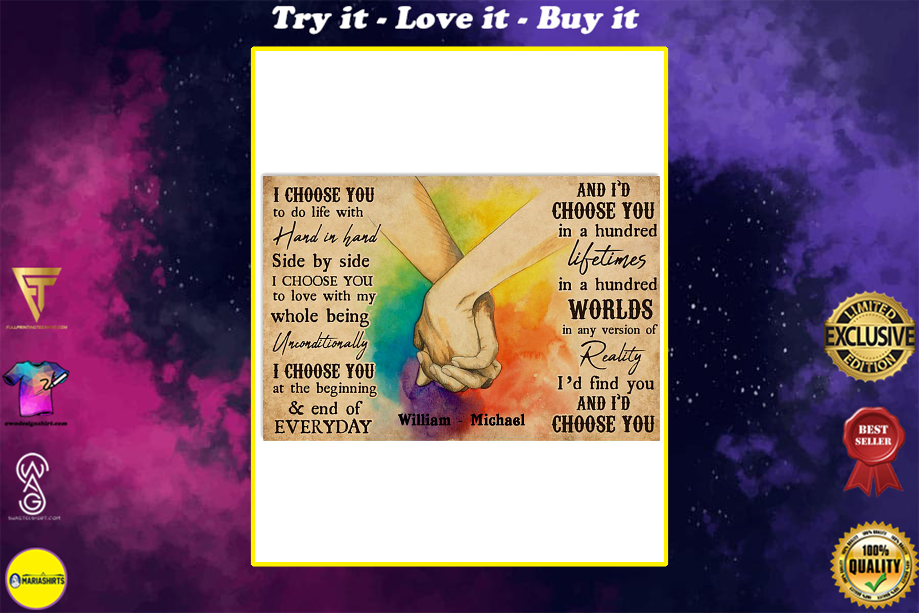 custom your name i choose you lgbt hands holding poster