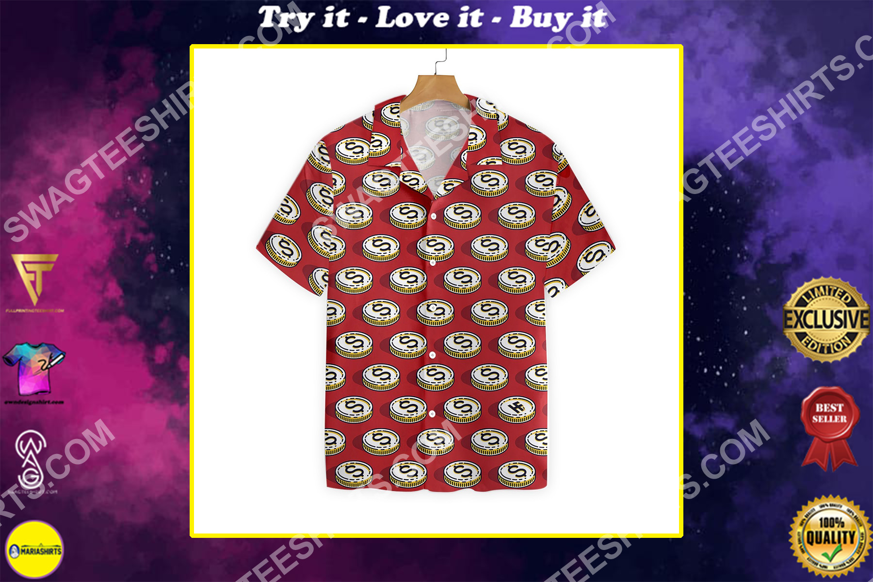 double or nothing casino all over printed hawaiian shirt