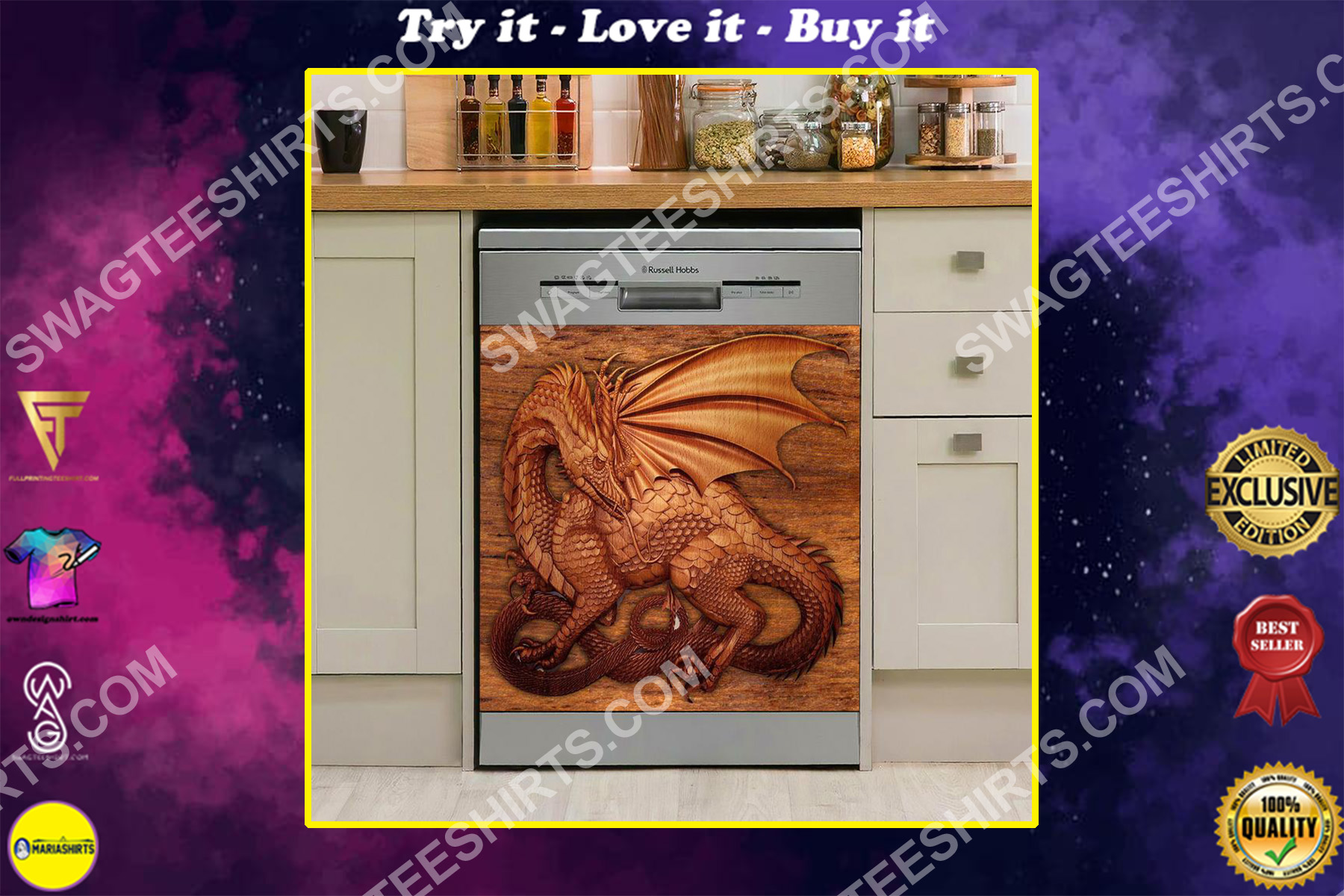 dragon vintage kitchen decorative dishwasher magnet cover