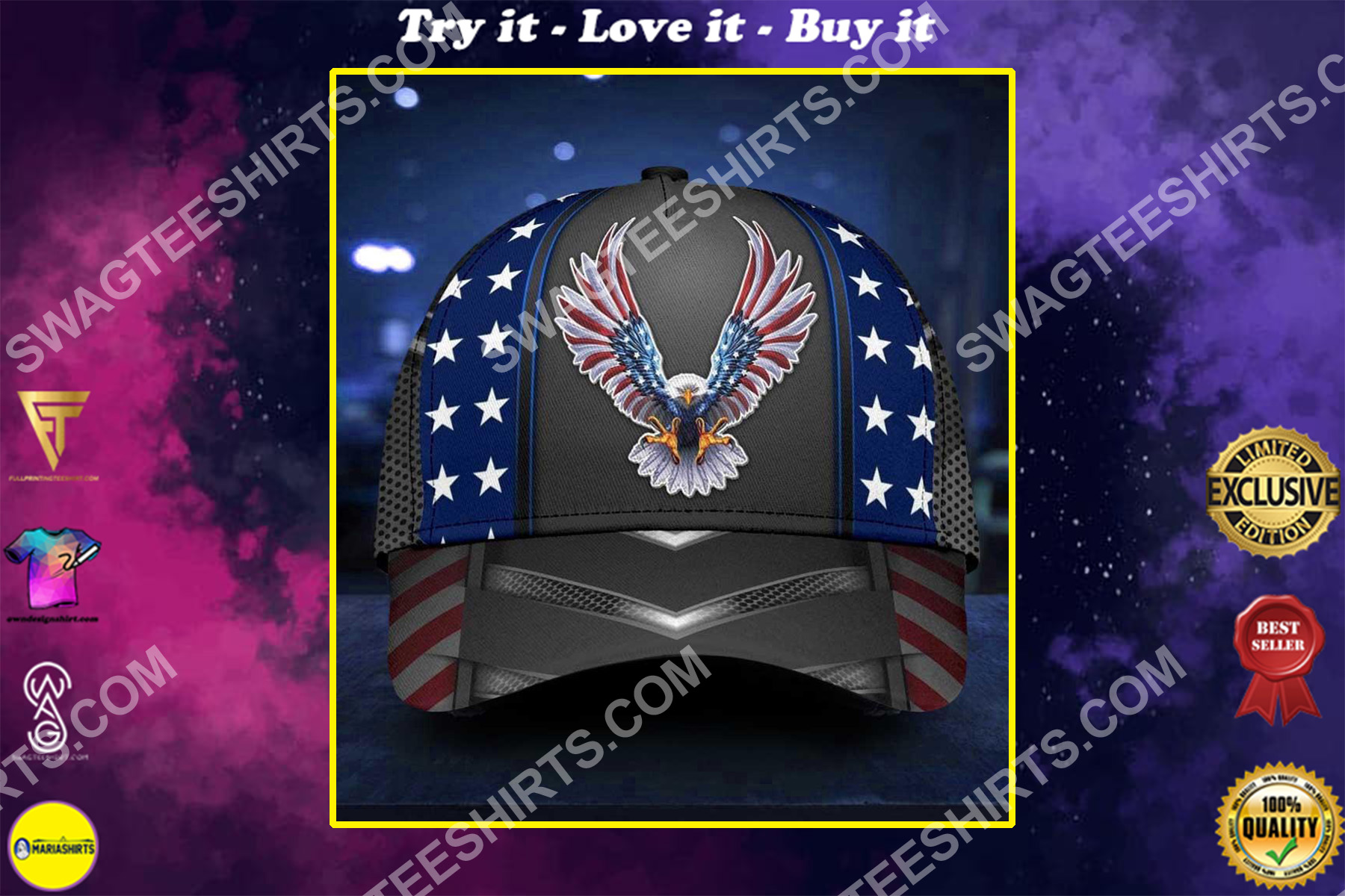 eagle american flag all over print classic cap