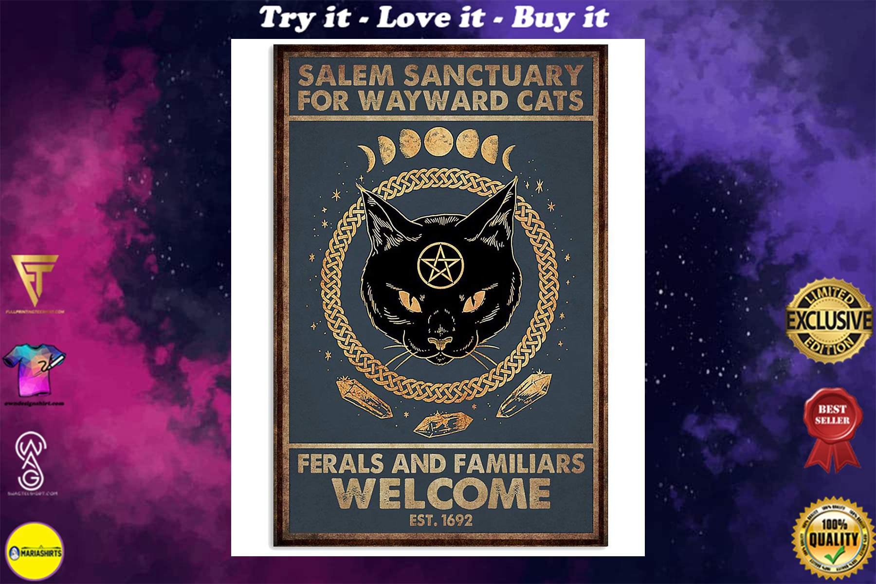 halloween salem sanctuary for wayward cats ferals and familiars welcome black cat retro poster