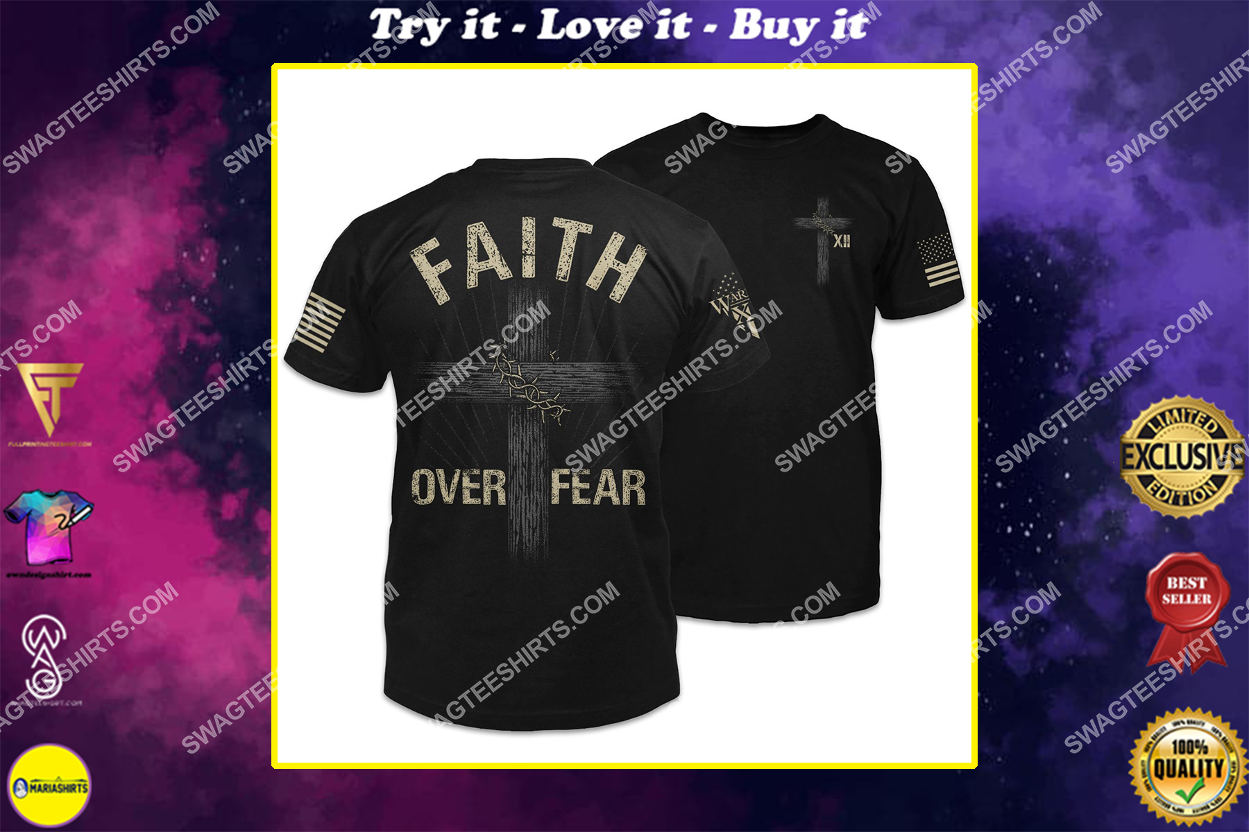 faith over fear cross Jesus shirt