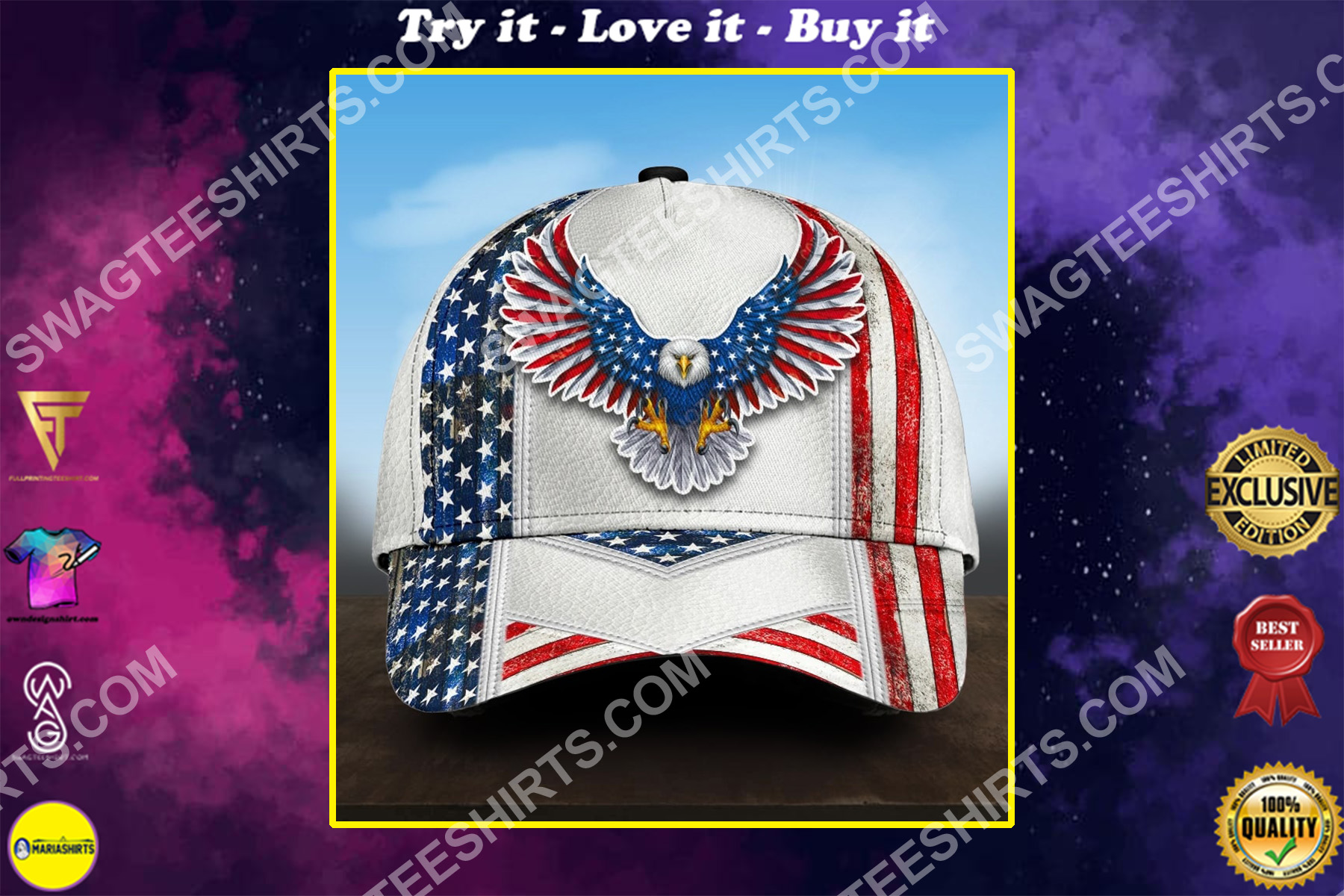 fourth of july american eagle all over printed classic cap