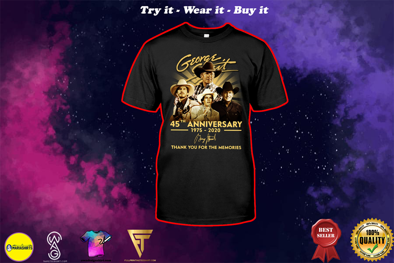 george strait 45th anniversary 1975-2020 thank you for the memories shirt