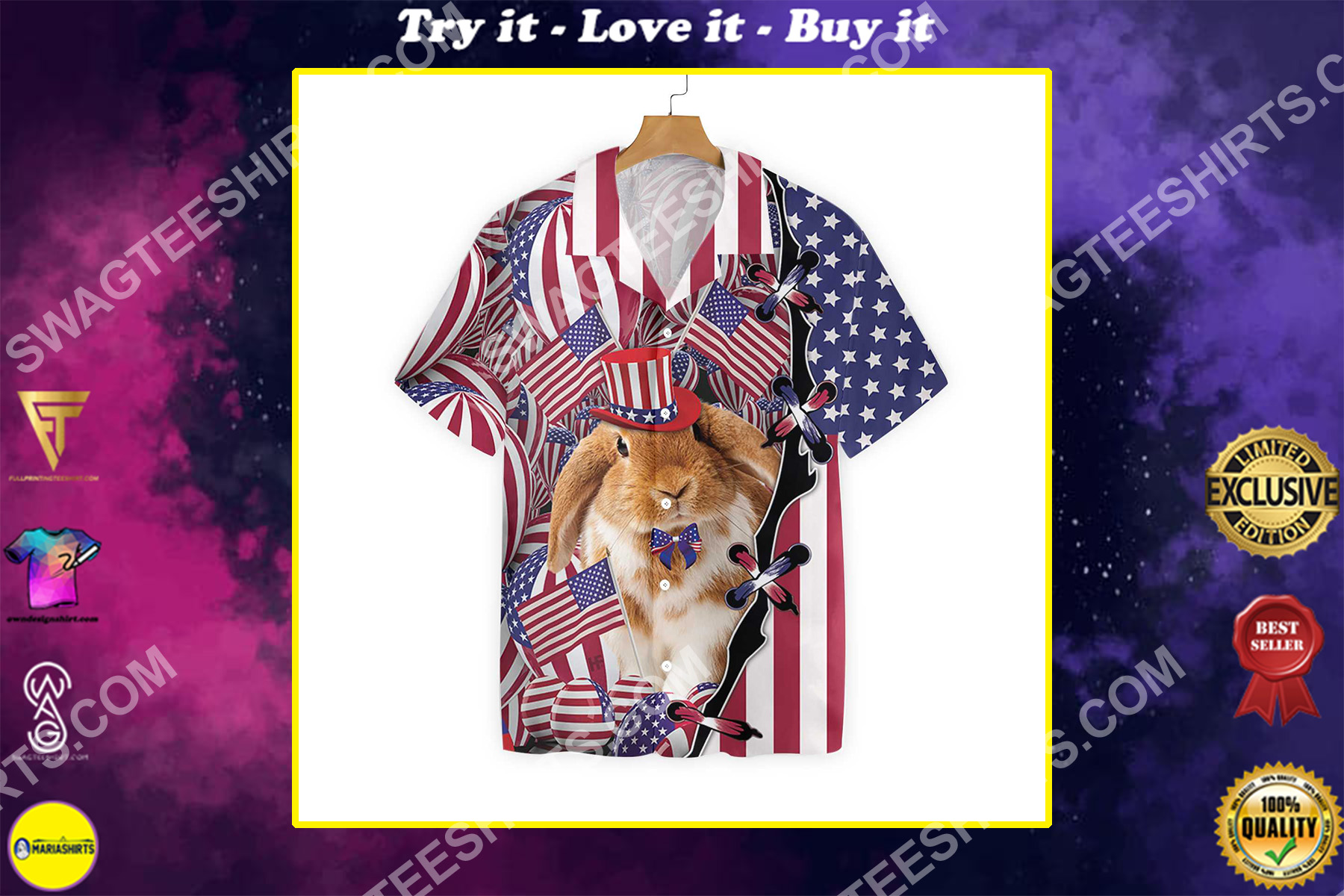 happy easter day america flag all over printed hawaiian shirt