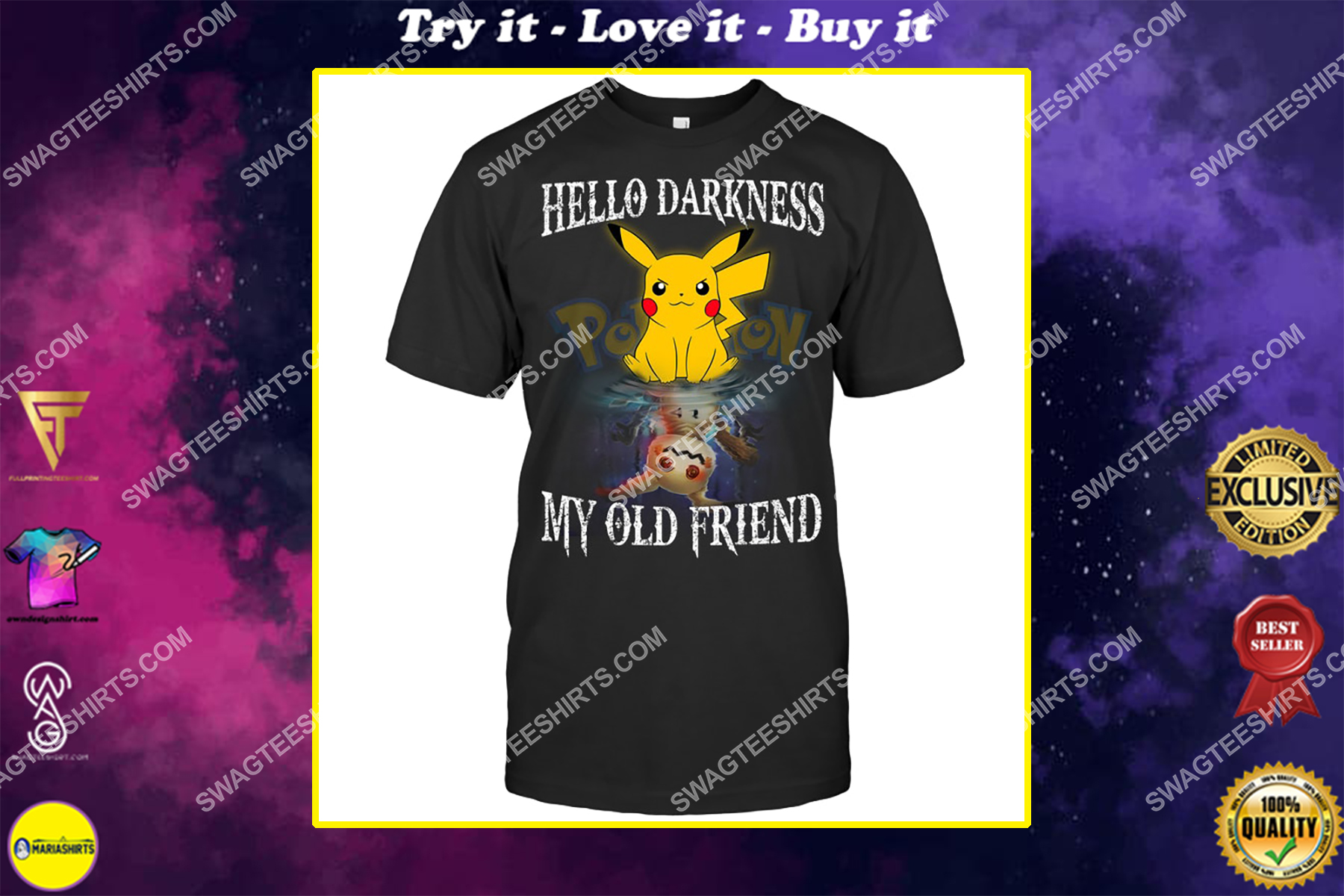 hello darkness my old friend pikachu pokemon shirt