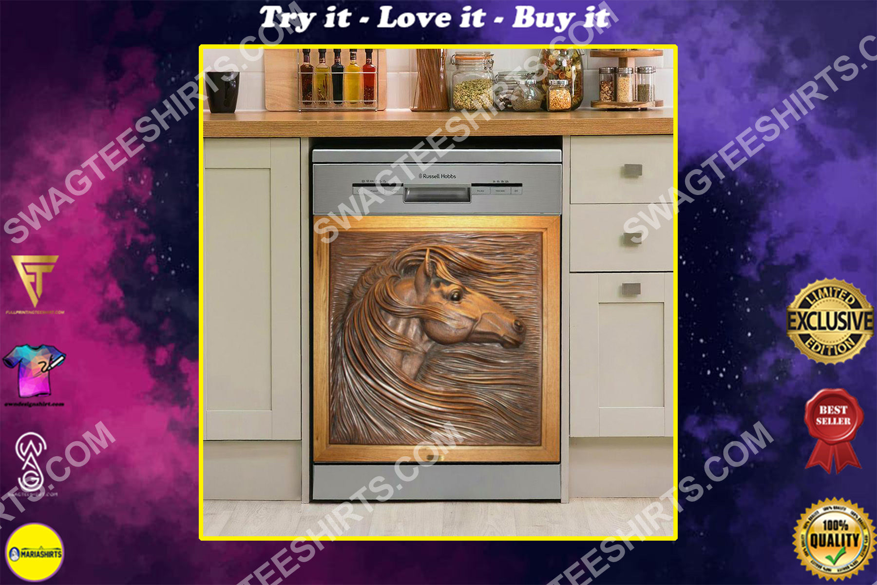 horses vintage kitchen decorative dishwasher magnet cover