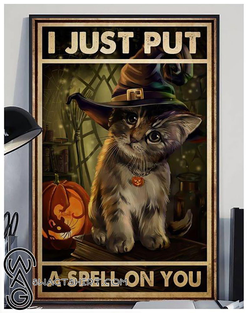 Cat wizard i just put a spell on you halloween poster