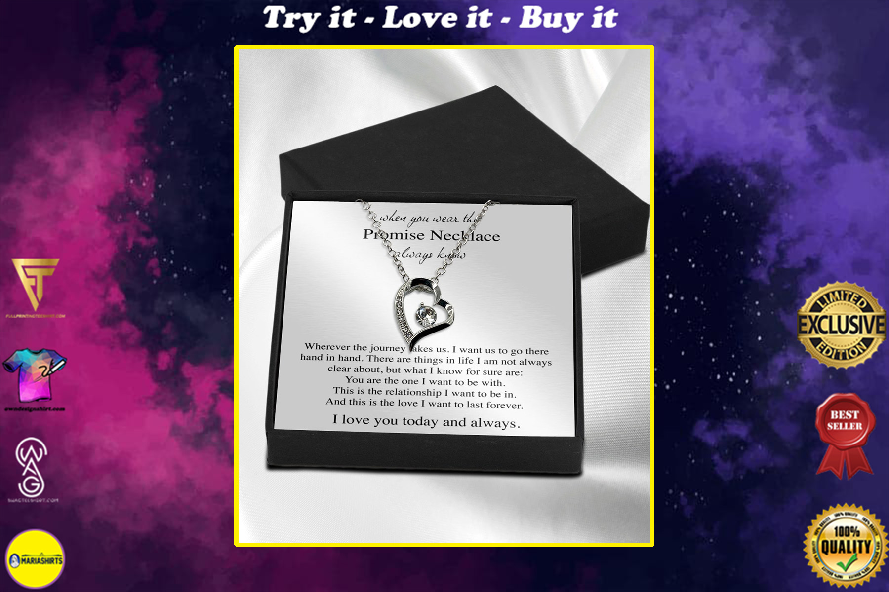i love you today and always gift for your girlfriend hearts necklace