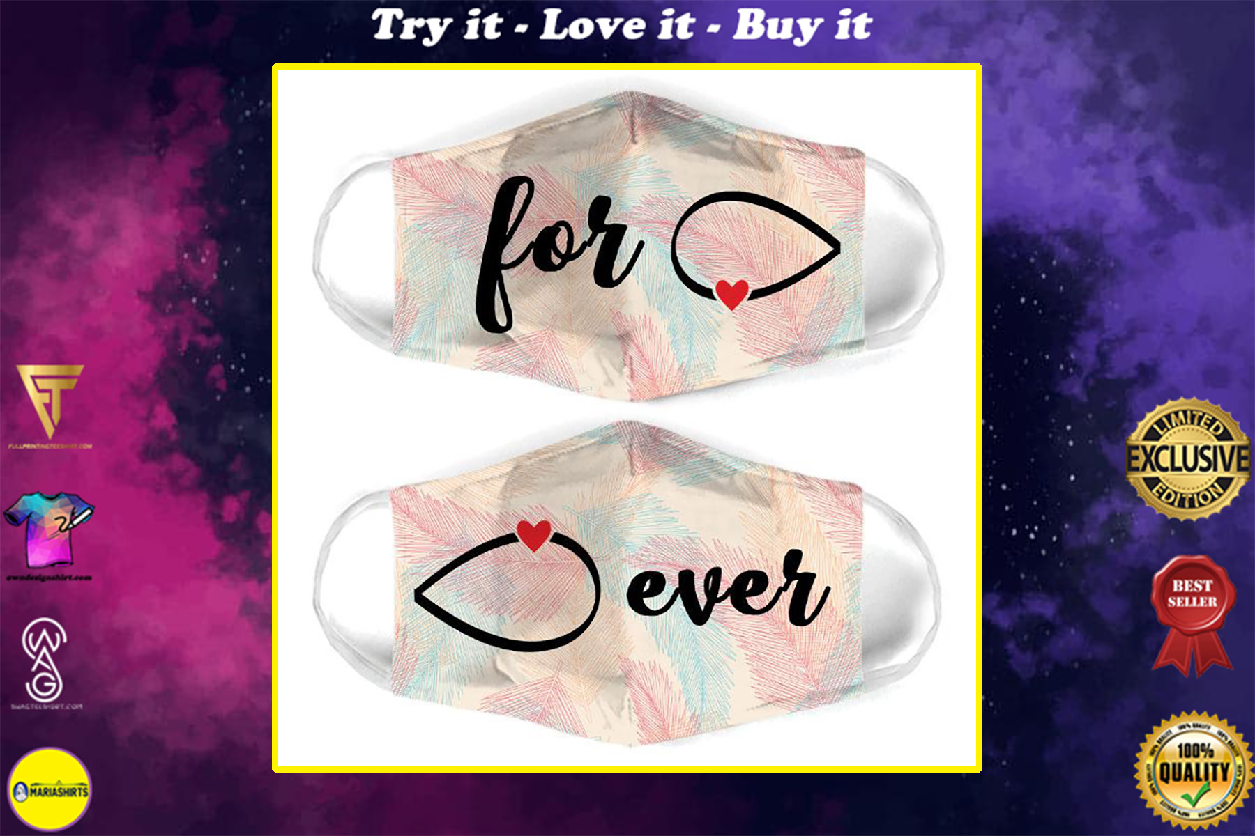 infinity symbol for couple love all over print face mask