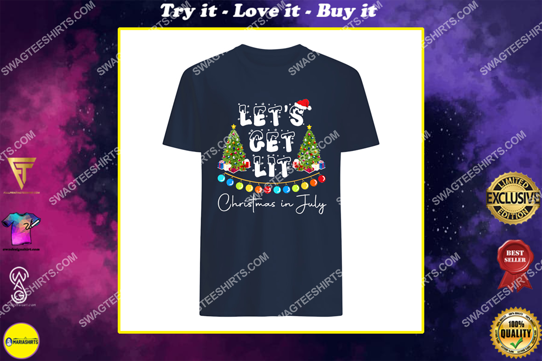 let's get lit christmas in july shirt