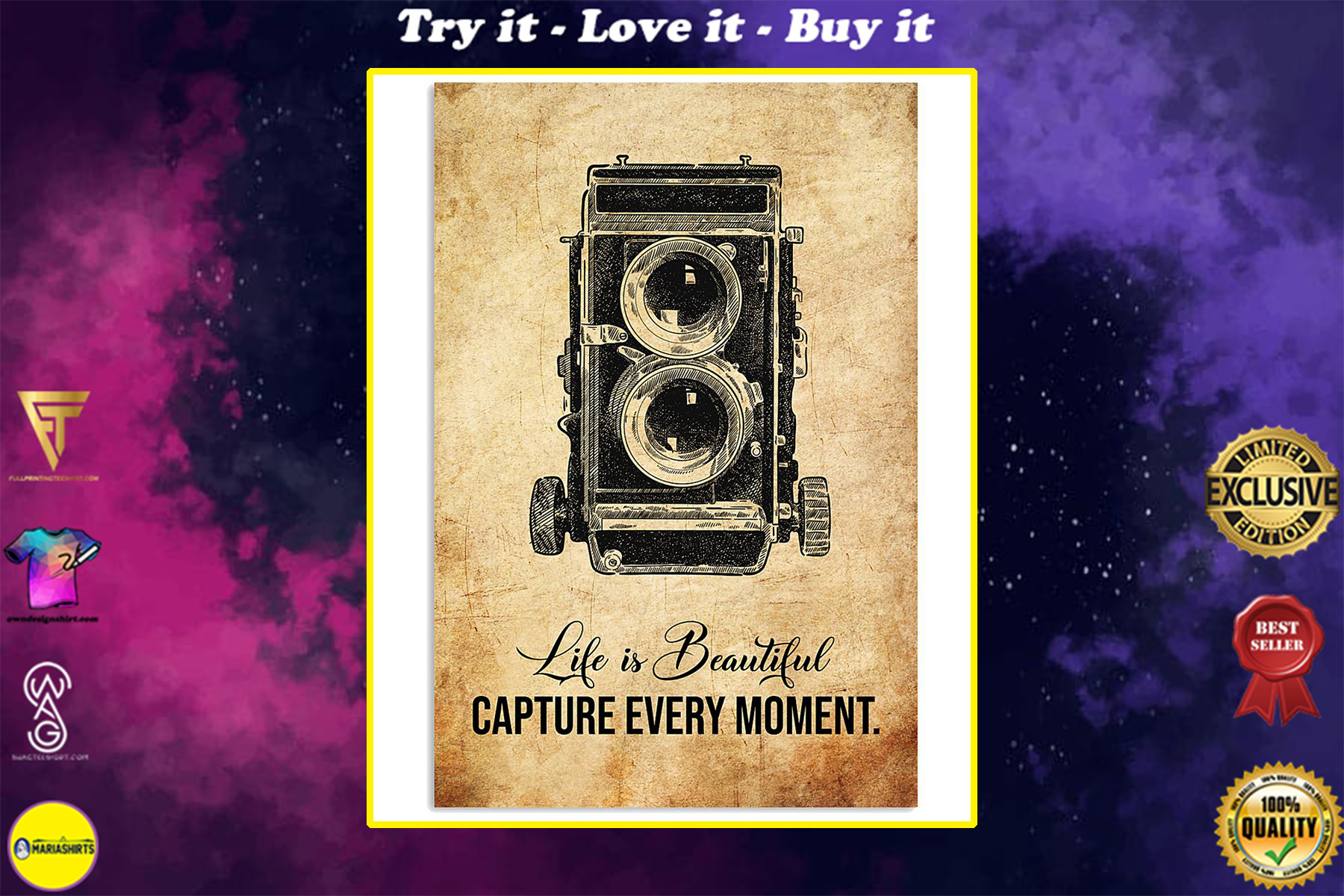 life is beautiful capture every moment photographer poster
