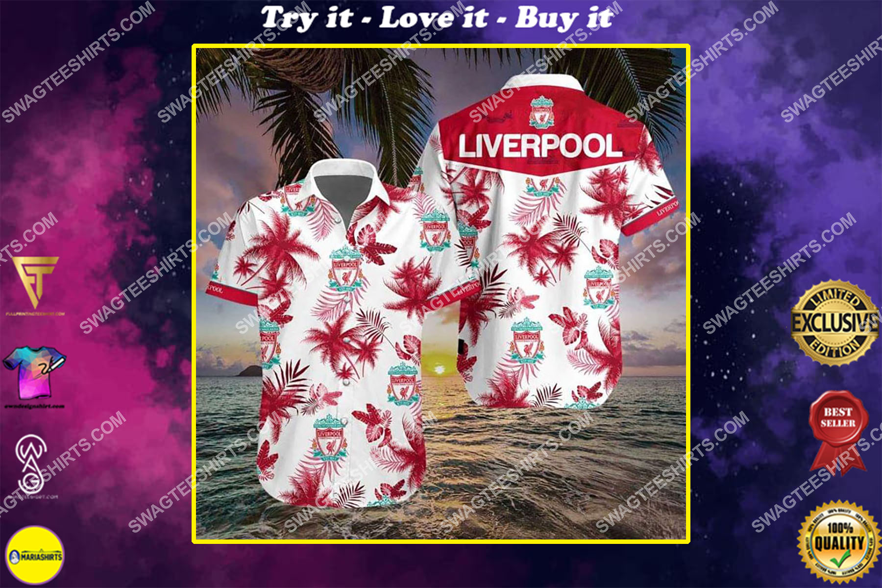 liverpool football club all over print hawaiian shirt
