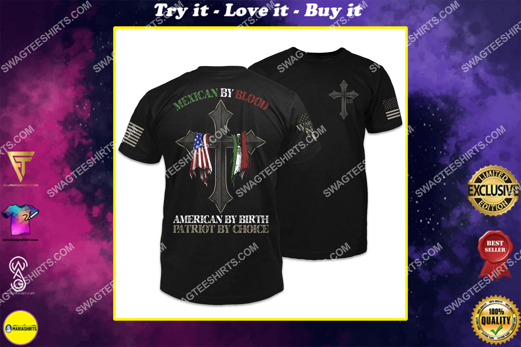 mexican by blood american by birth patriot by choice shirt