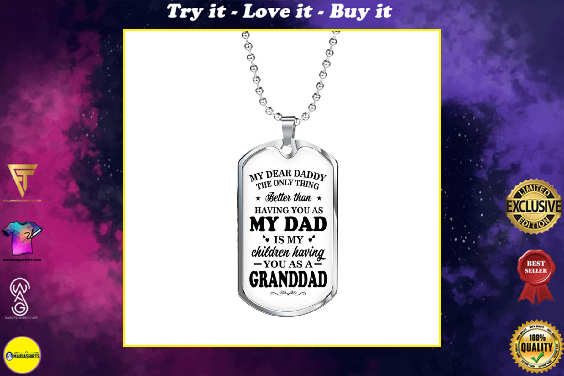 my dear daddy the only thing you as a granddad dog tag