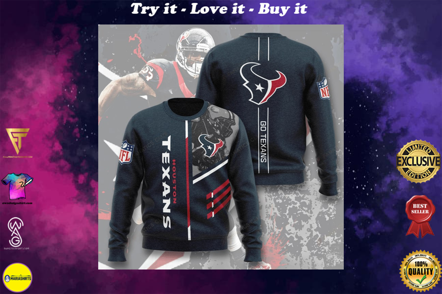 national football league houston texans go texans full printing ugly sweater