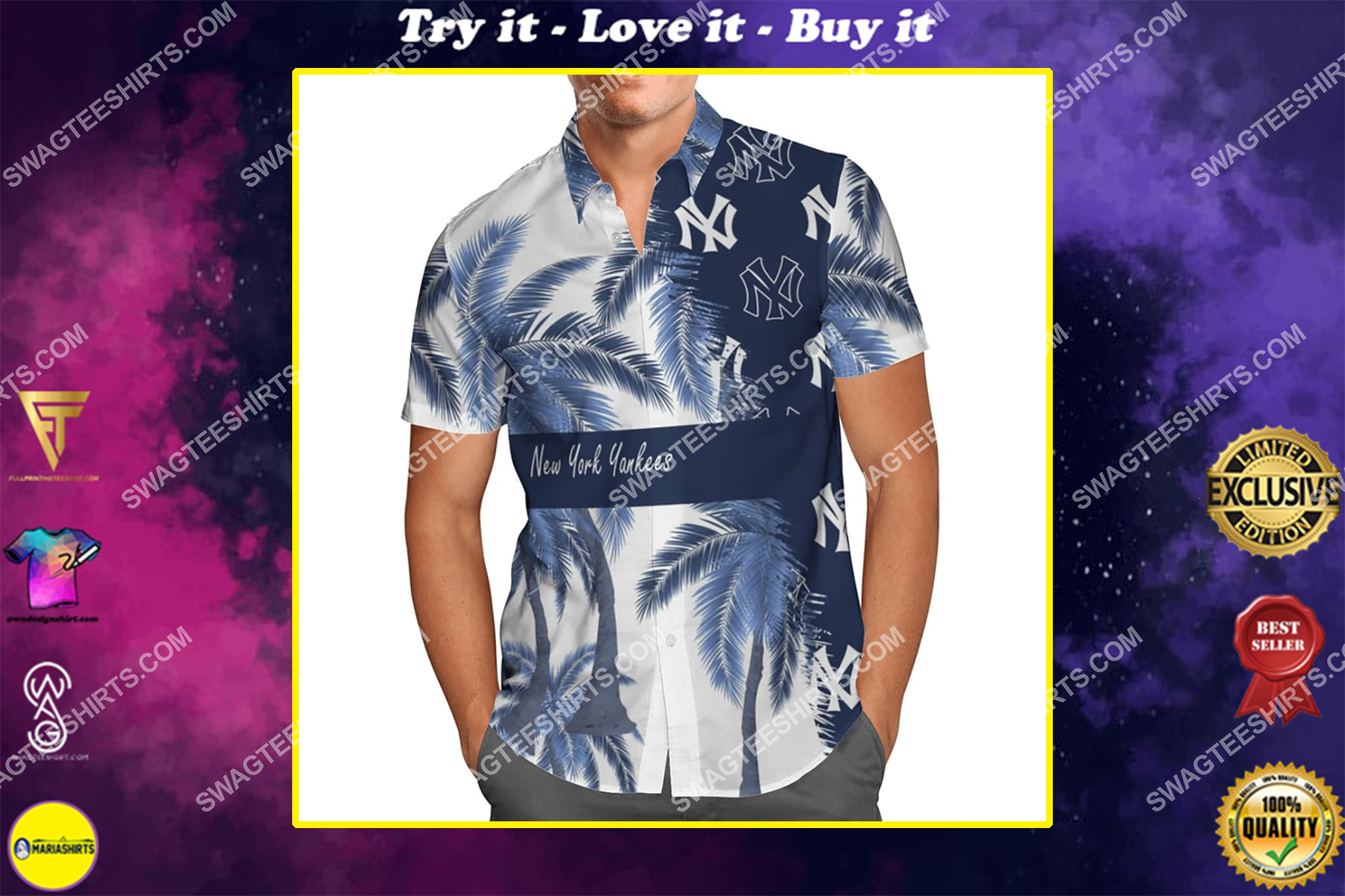 new york yankees team full printing summer hawaiian shirt