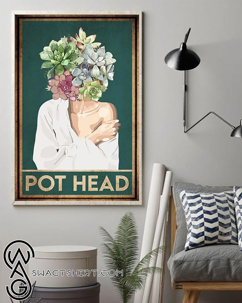 Pot head succulent vintage poster