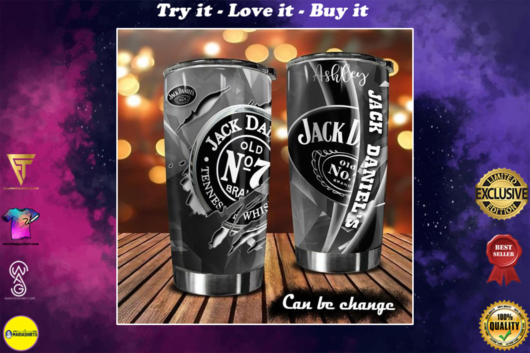 personalized name jack daniels old no 7 tennessee whiskey tumbler
