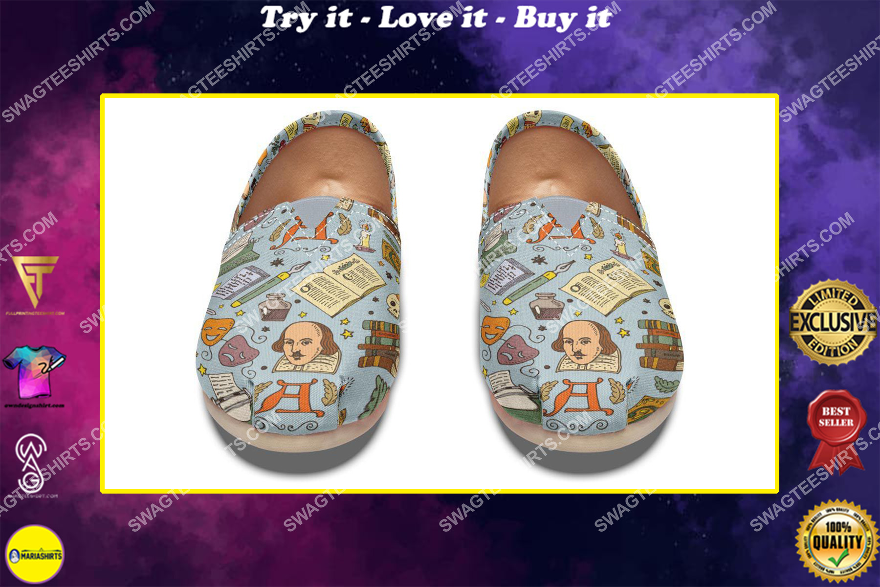retro literature pattern all over printed toms shoes