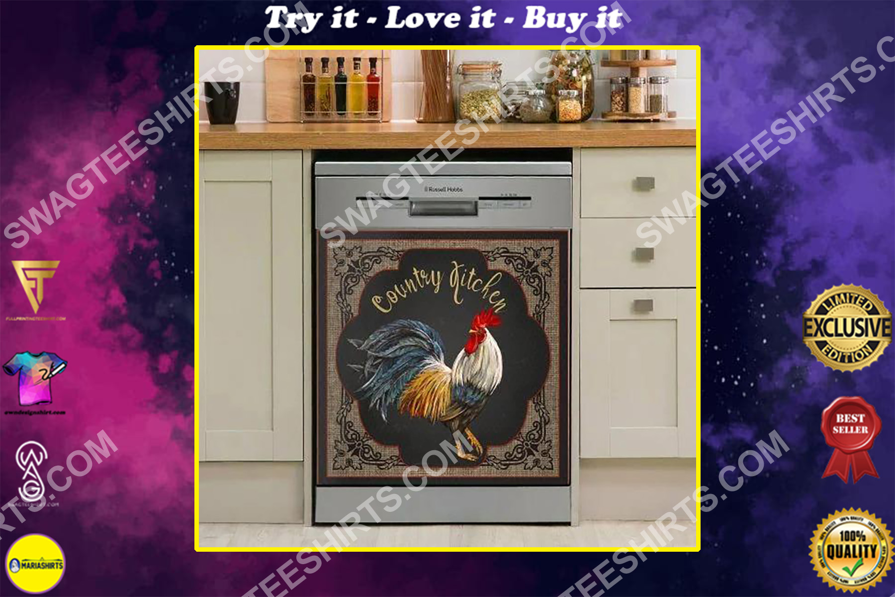 rooster chicken farm life kitchen decorative dishwasher magnet cover