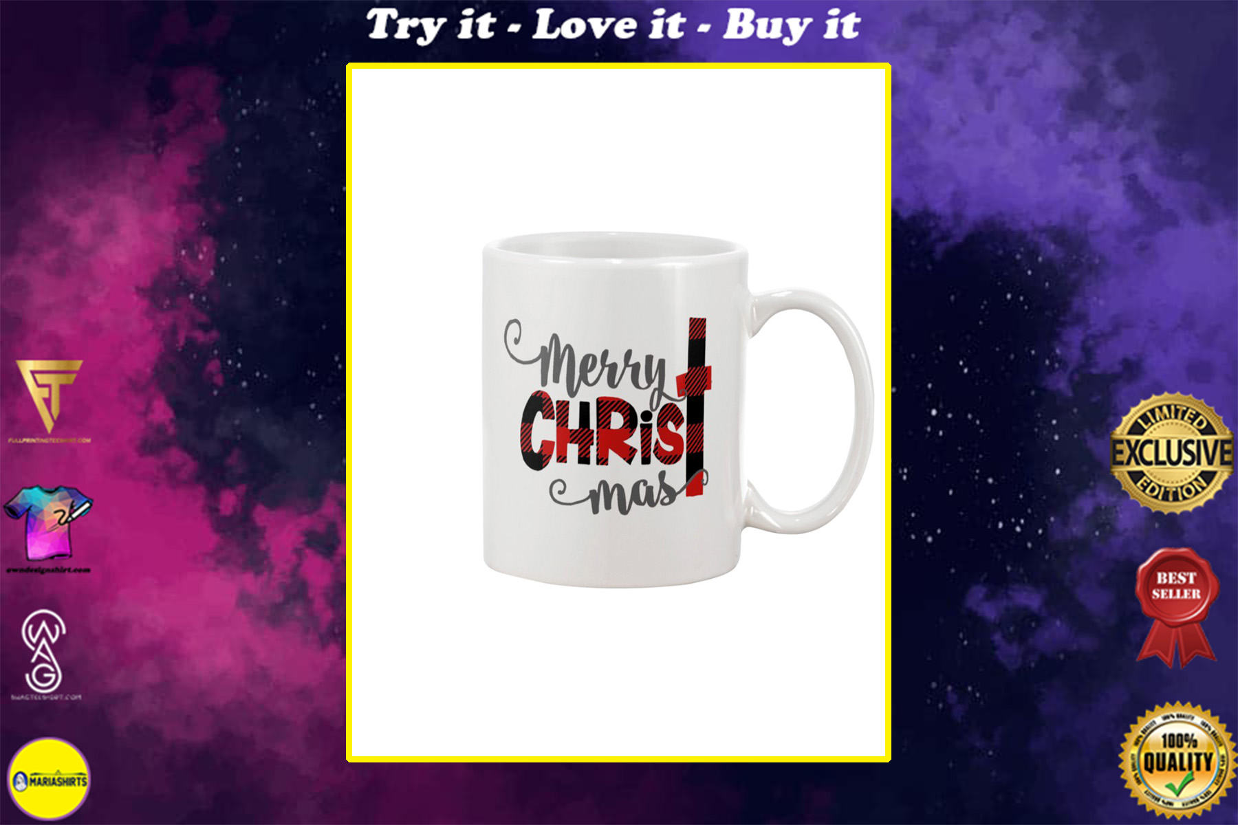 scottish plaid merry christmas mug