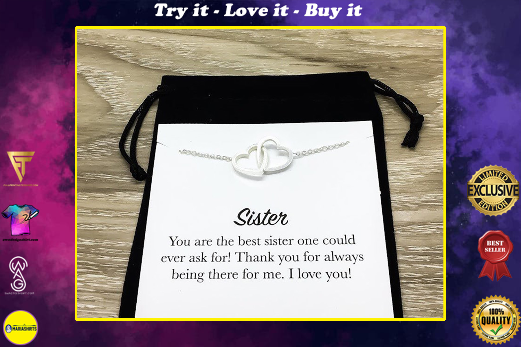 sister thank you for always being there for me i love you hearts necklace