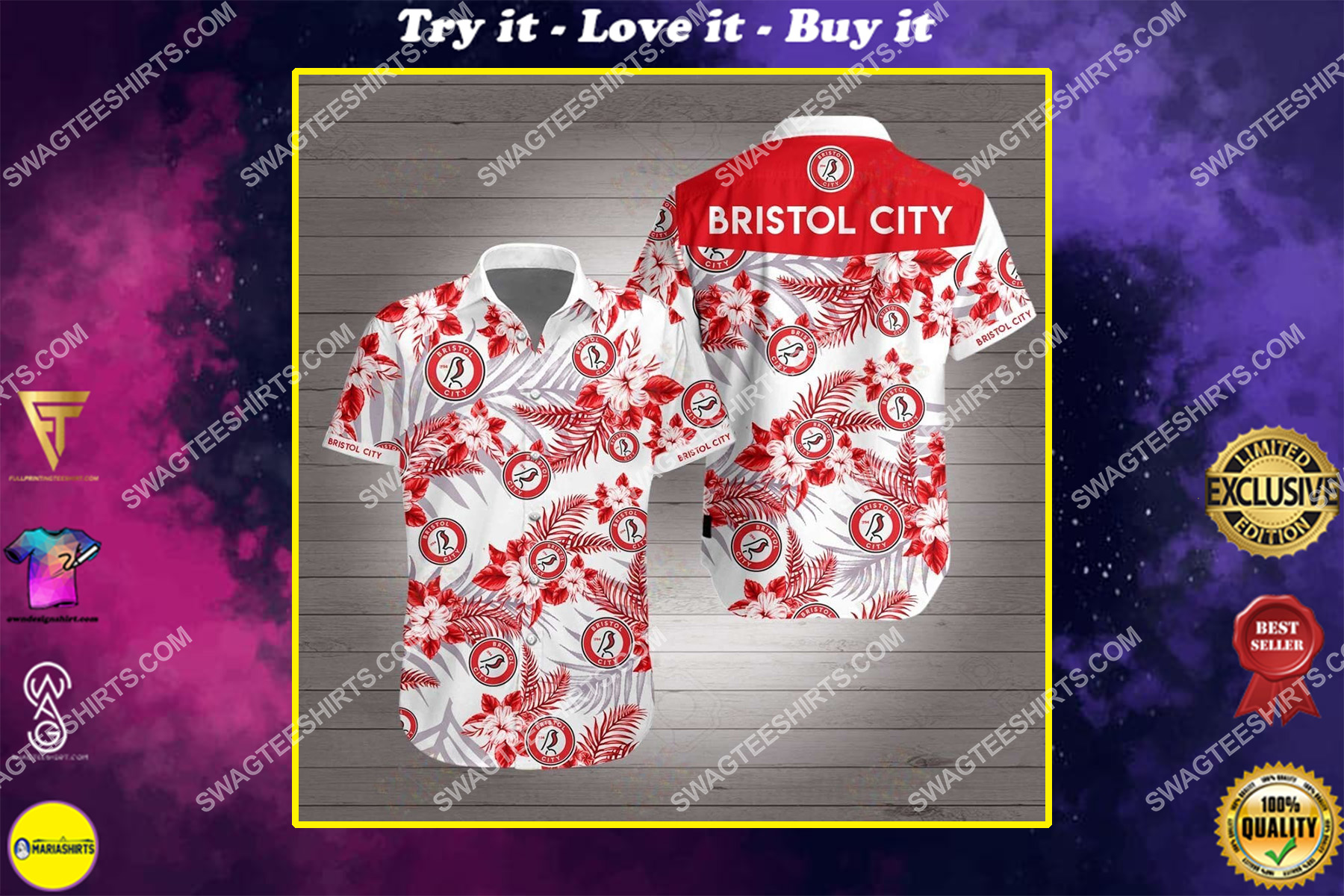 the bristol city fc full printing summer hawaiian shirt