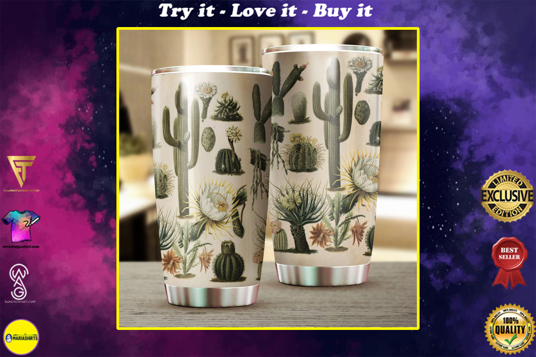 the cactus garden all over print stainless steel tumbler