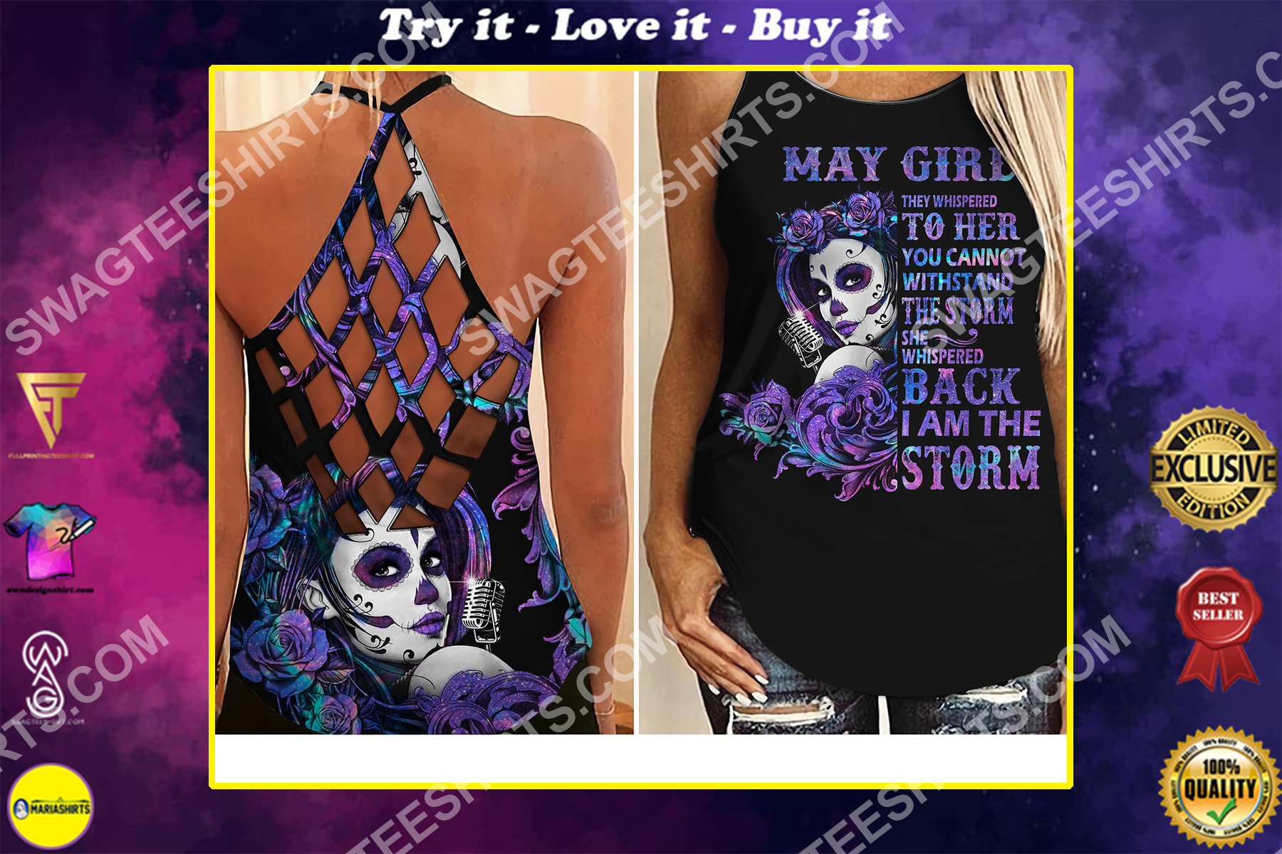 they whispered to her you cannot withstand the storm may girl criss-cross tank top
