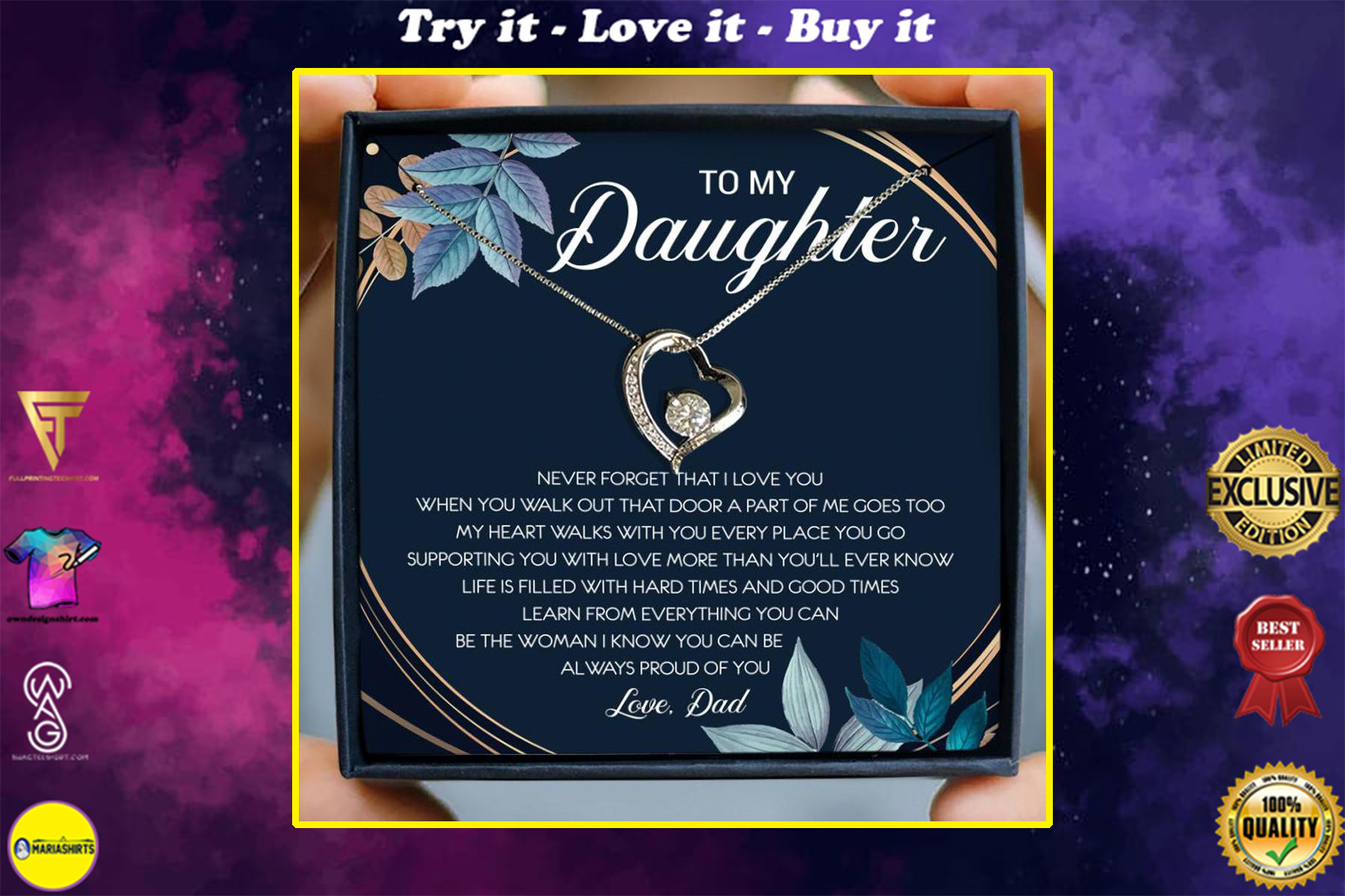 to my daughter never forget that i love you love dad hearts necklace