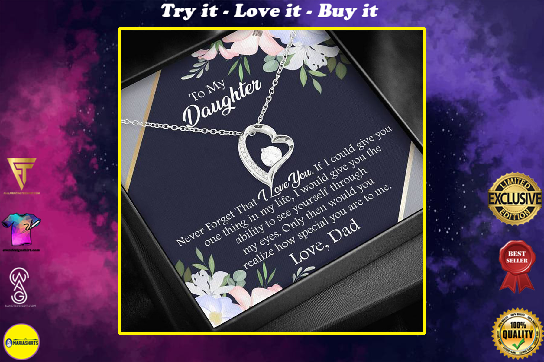 to my daughter never forget that i love you love your dad hearts necklace
