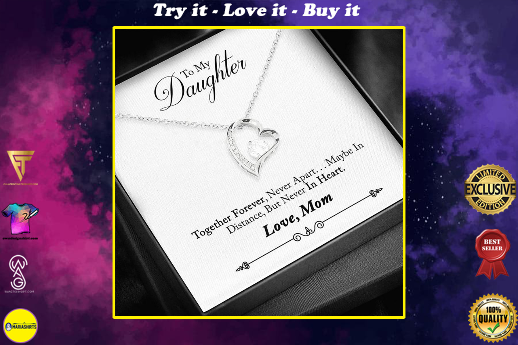 to my daughter together forever never apart maybe in distance love your mom hearts necklace