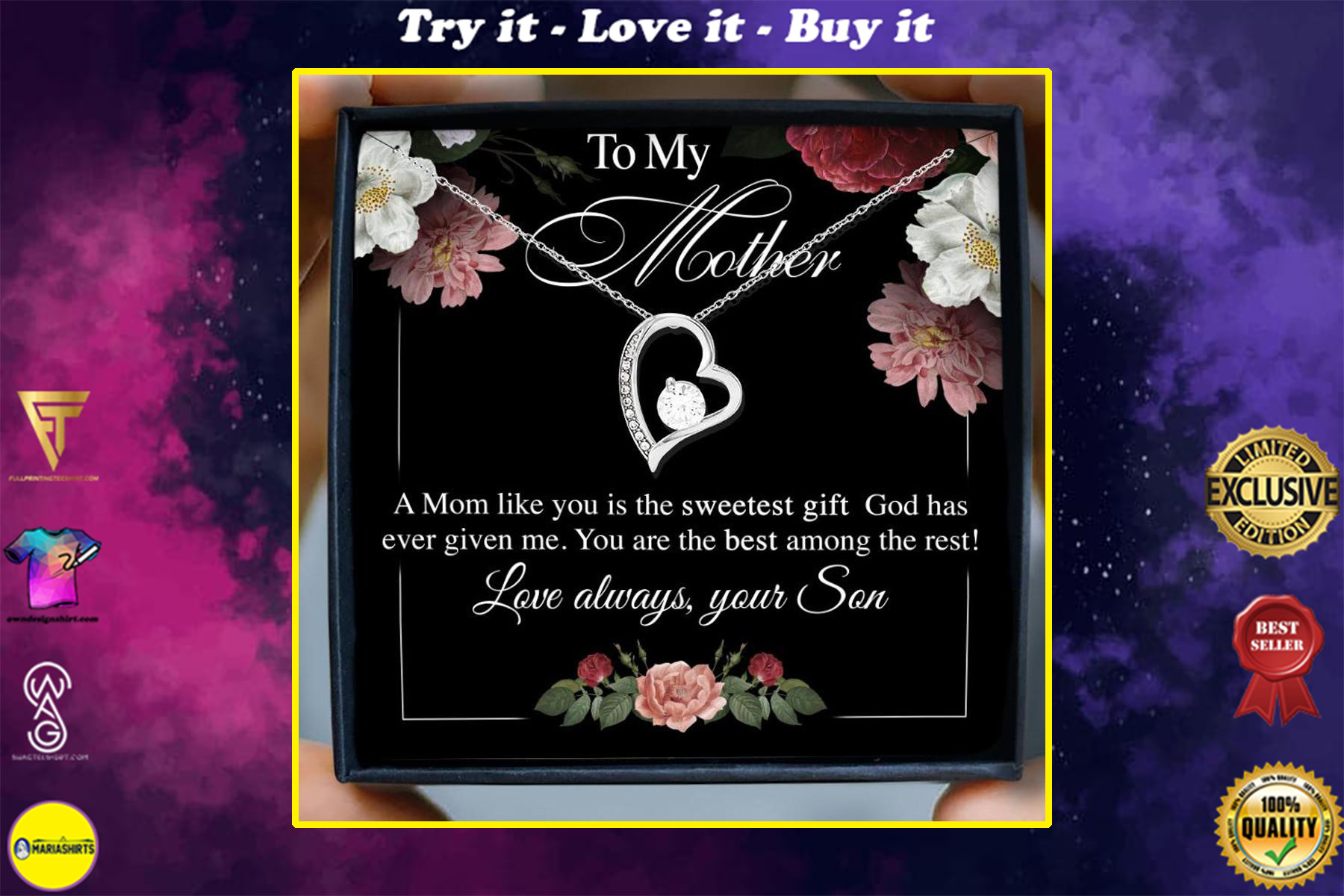 to my mother a mom like you is the sweetest gift your son hearts necklace