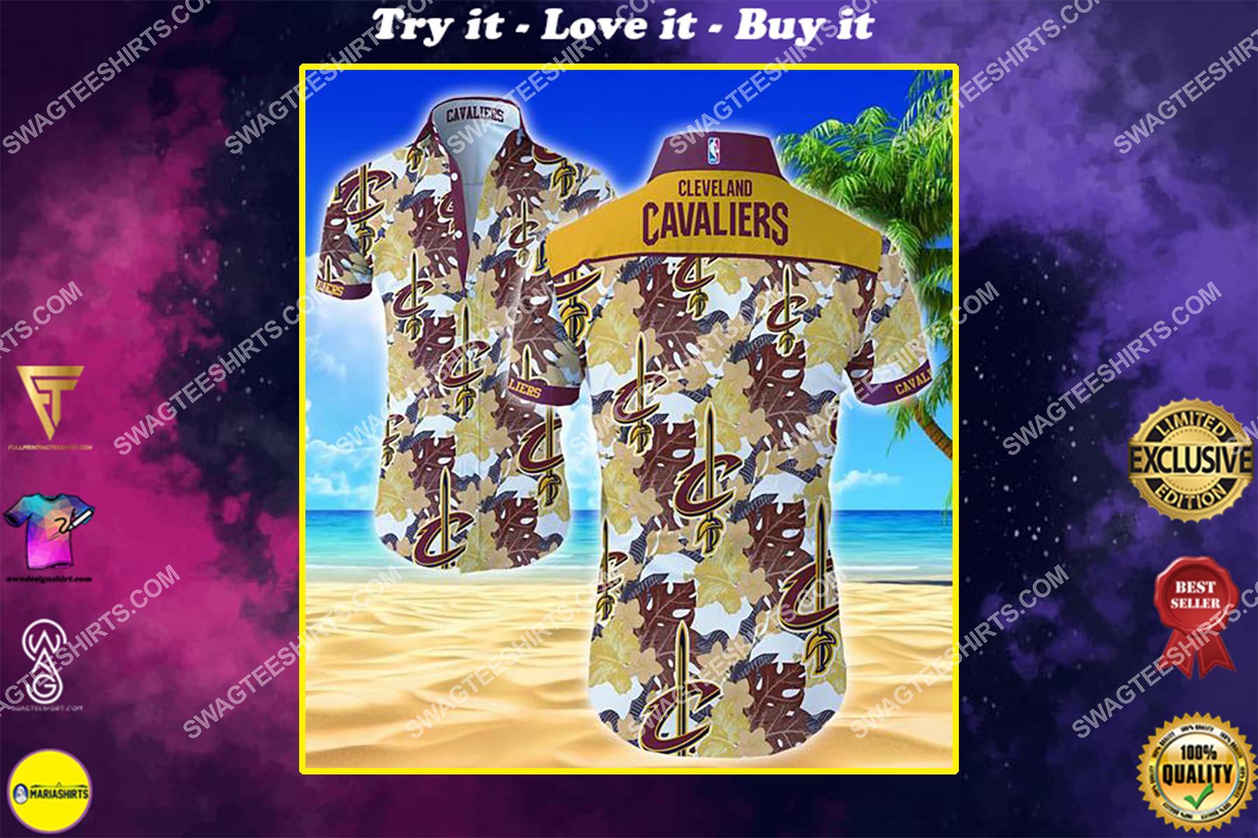 tropical flower cleveland cavaliers team summer hawaiian shirt