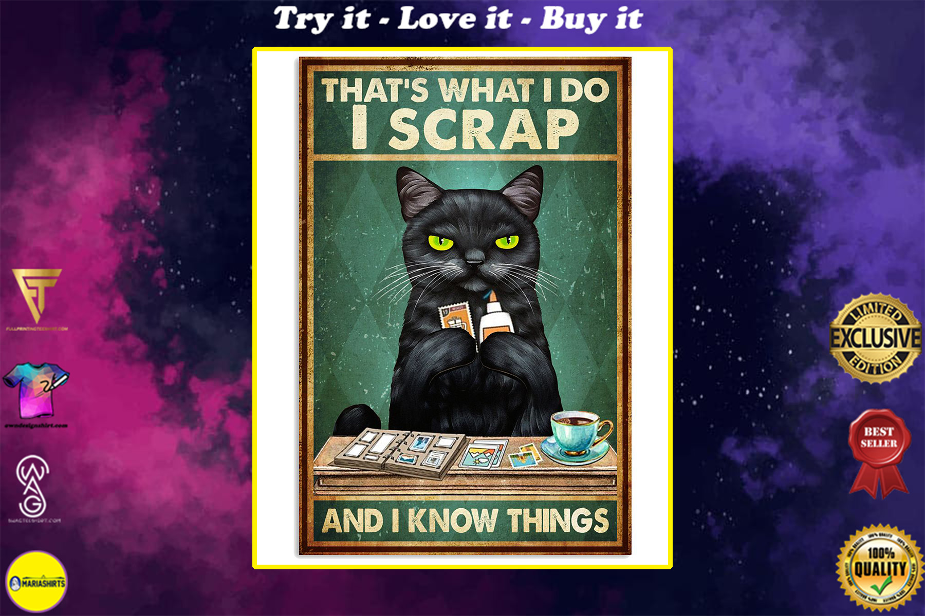 vintage cat thats what i do i scrap and i know things poster