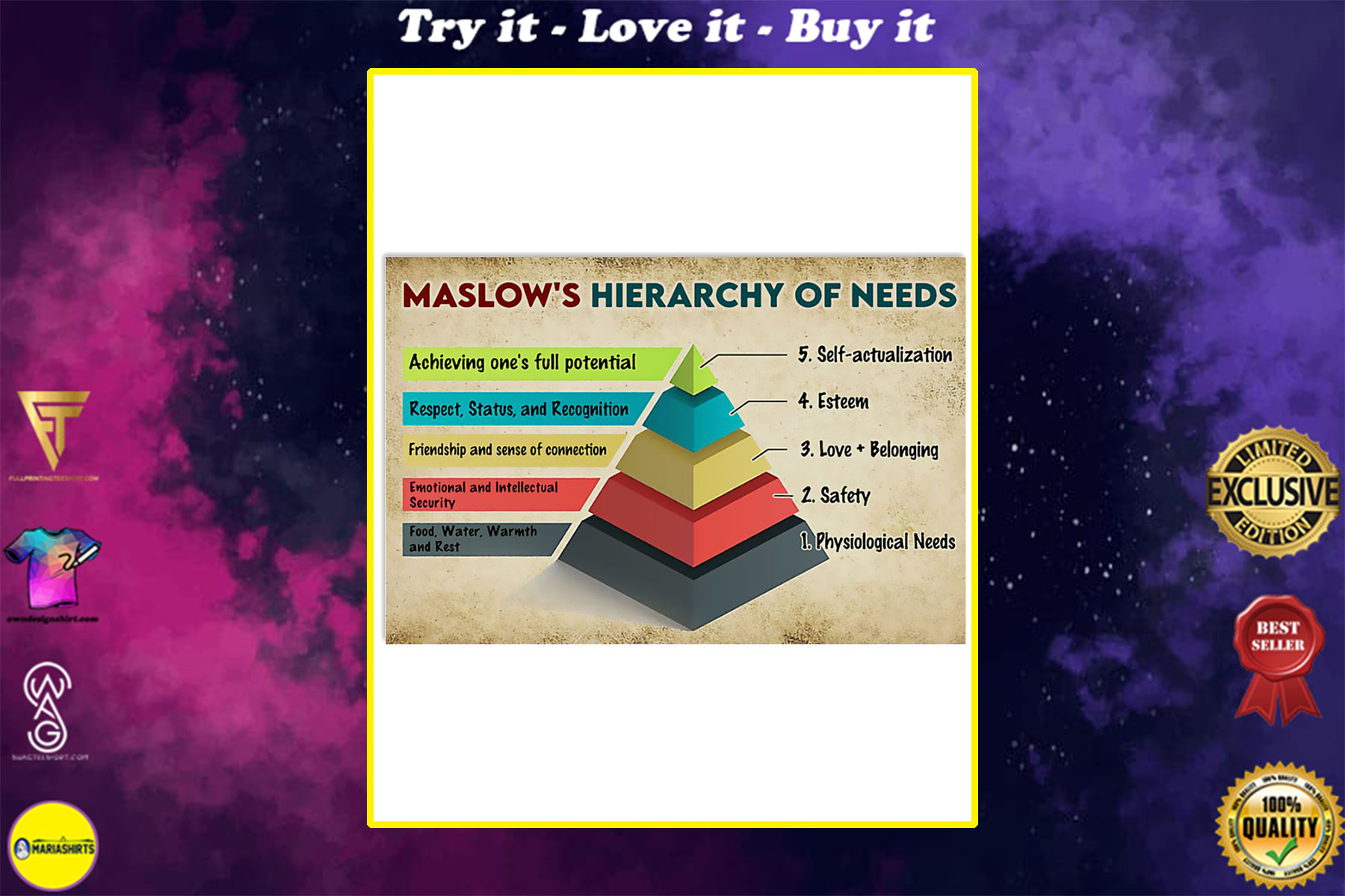 vintage social worker maslows hierarchy of needs poster